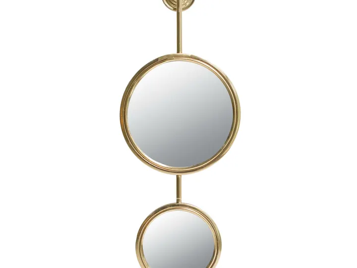 Double Round Hanging Wall Mirror – Gold