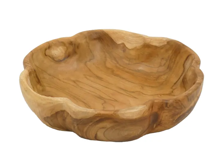 Large Organic Wooden Planter Bowl – Natural Finish