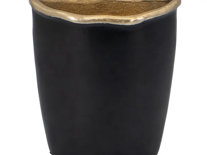 Black & Gold Decorative Vase – Organic Rim Design