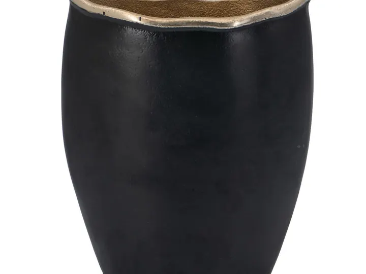 Tall Black & Gold Decorative Vase – Organic Rim