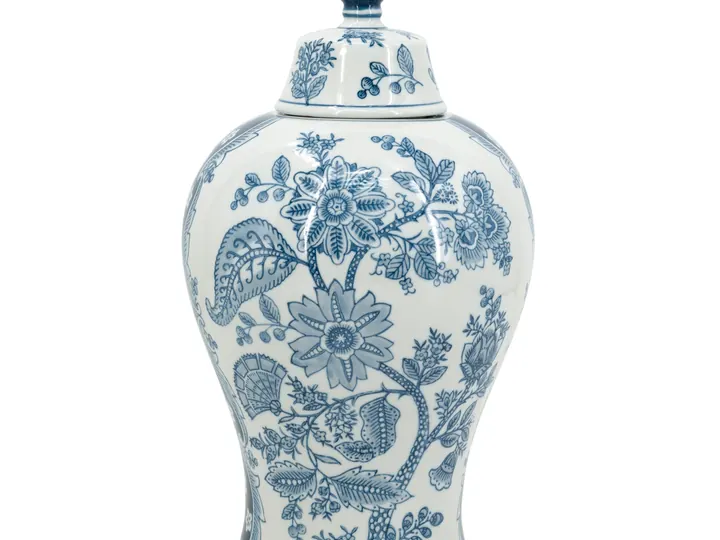 Tall Blue & White Floral Ginger Jar – 37cm