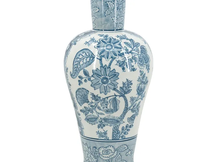 Tall Blue & White Floral Vase – 43cm