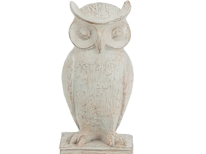 Rustic White Owl Sculpture – 30cm