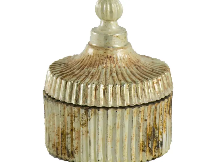 Ribbed Soy Wax Candle in Antique Gold Jar – 10cm