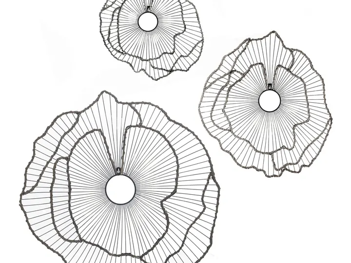 Set of 3 Metal Coral Wall Art – Black