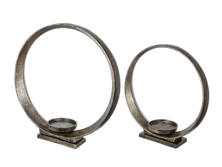 Round Bronze Candle Holder Set – Large & Small