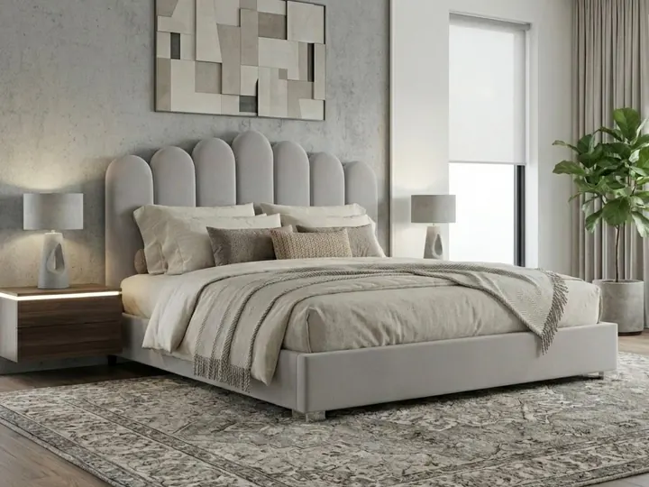 Tara Queen Bed Frame – Fabric Upholstery with Gas Lift Storage (AEC304)