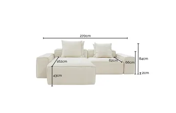 Norwood Muse Flax 2 Seater Modular Chaise Sofa product view 4