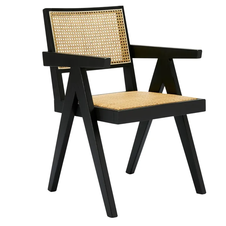 Lucerne Accent Chair Black and Rattan