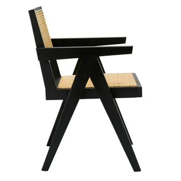 Lucerne Accent Chair Black and Rattan product view 3