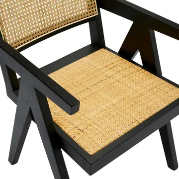 Lucerne Accent Chair Black and Rattan product view 6