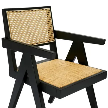 Lucerne Accent Chair Black and Rattan product view 8