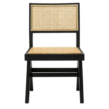 Lucerne Dining Armless Chair Black and Rattan product view 3