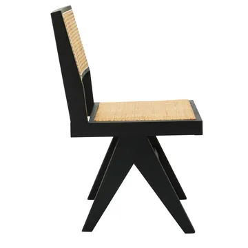 Lucerne Dining Armless Chair Black and Rattan product view 4
