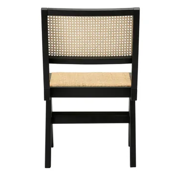 Lucerne Dining Armless Chair Black and Rattan product view 5
