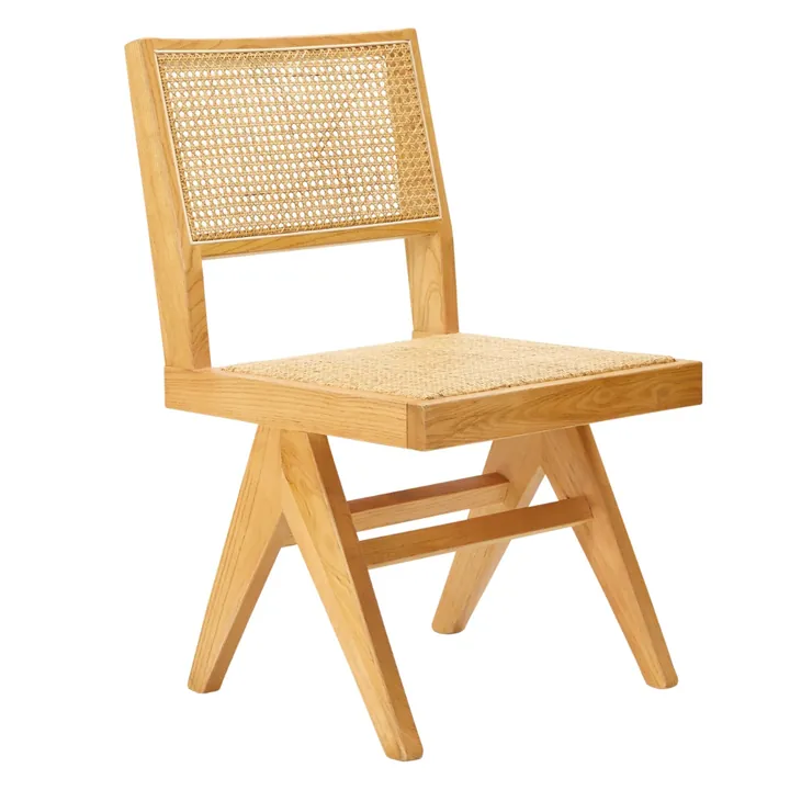 Lucerne Dining Armless Chair Black and Rattan in Natural