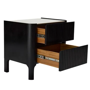 Indira Black & Ceramic Top Bedside Table - 2 Drawer product view 3