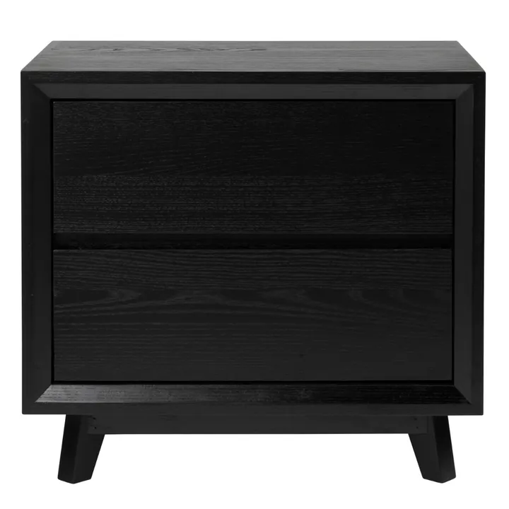Umbria Oak Bedside Table - 2 Drawer in Black