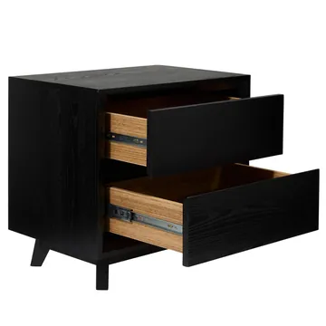 Umbria Oak Bedside Table Black - 2 Drawer product view 4