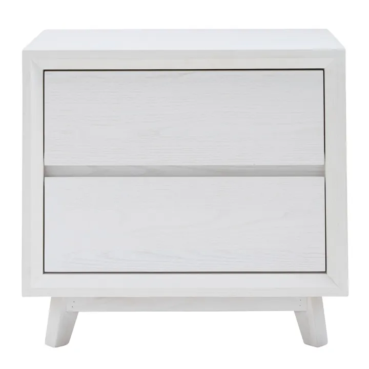Umbria Oak Bedside Table - 2 Drawer in White