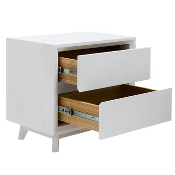 Umbria Oak Bedside Table White - 2 Drawer product view 4