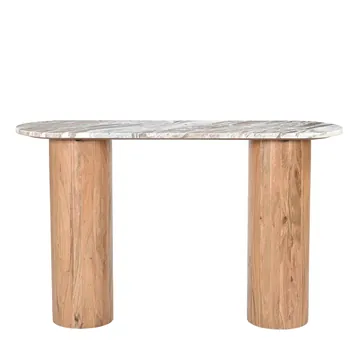 Bellagio Toronto Marble & Acacia Wood Console Table product view 1