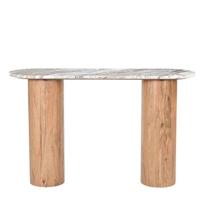 Bellagio Toronto Marble & Acacia Wood Console Table