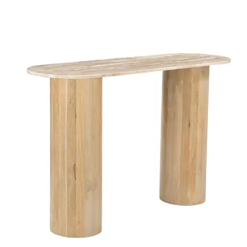Bellagio Travertine & Mango Wood Console Table product view 2