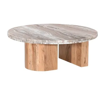 Doria Toronto Marble & Acacia Wood Coffee Table - 104 cm product view 3