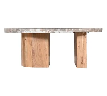 Doria Toronto Marble & Acacia Wood Coffee Table - 104 cm product view 4