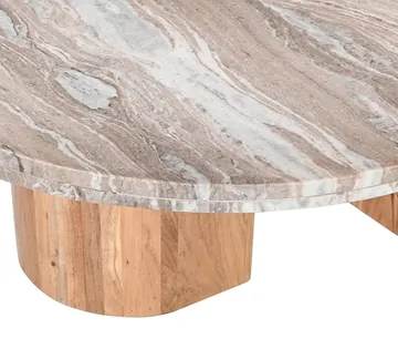 Doria Toronto Marble & Acacia Wood Coffee Table - 104 cm product view 5