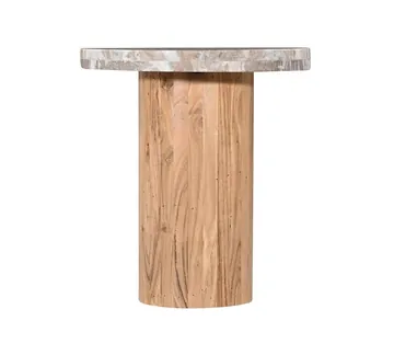 Doria Toronto Marble & Acacia Wood Side Table - 46 cm product view 4