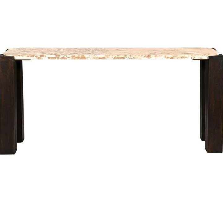 Ivory Panther Marble & Mango Wood Console - 160 cm