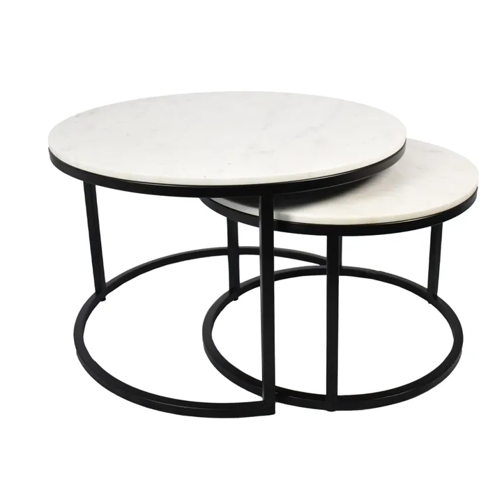 Sable Coffee Table Black Marble Set of 2