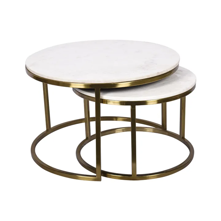 Sable Coffee Table Black Marble Set of 2 in Gold