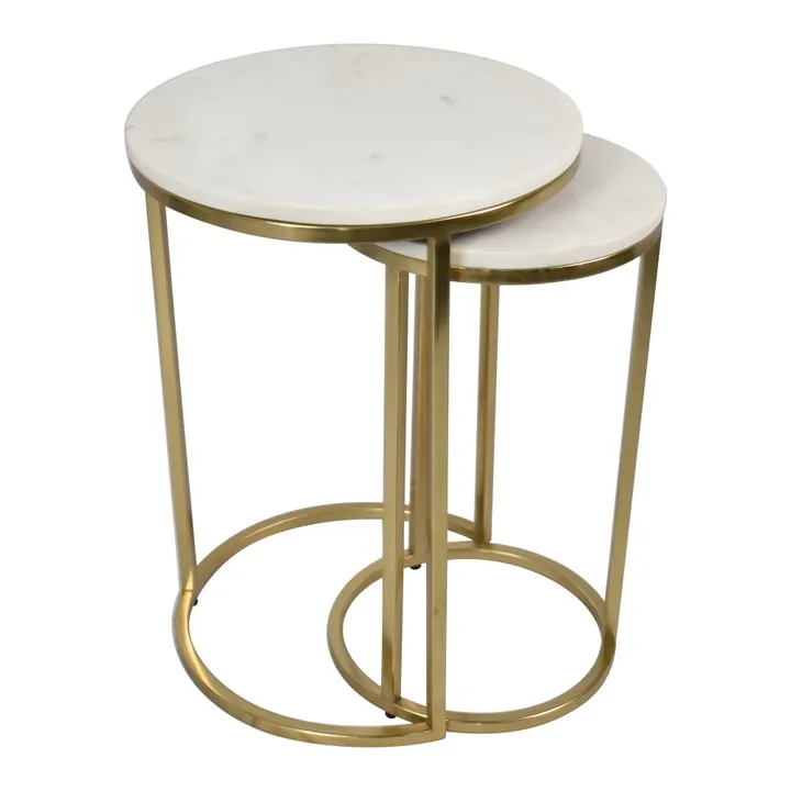 Sable Marble Side Table (Nested Set of 2) - Black in Gold