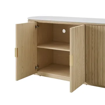 Geneva Buffet White Marble & Natural Ash Wood product view 8