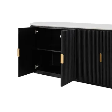 Geneva Buffet White Marble & Black Ash Wood product view 3