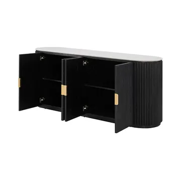 Geneva Buffet White Marble & Black Ash Wood product view 4