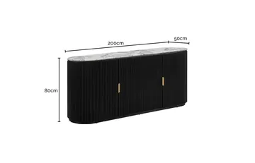 Geneva Buffet White Marble & Black Ash Wood product view 5