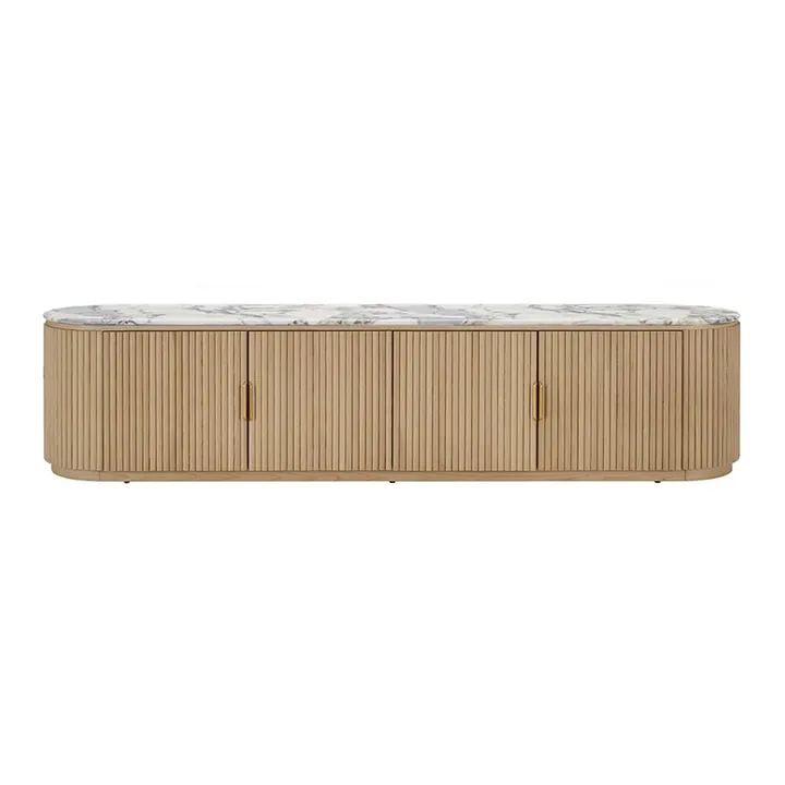 Geneva TV Unit Natural & White Marble in Violetta Marble/Natural