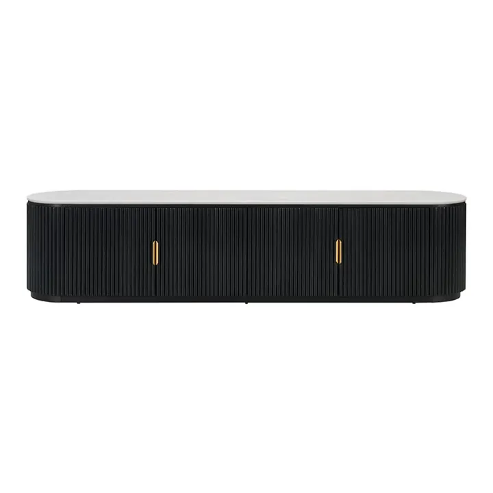 Geneva TV Unit Natural & White Marble in Black