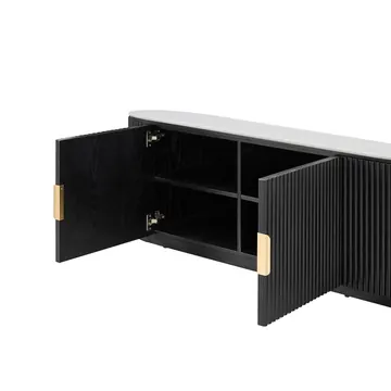 Geneva TV Unit White Marble & Black Ash Wood product view 3