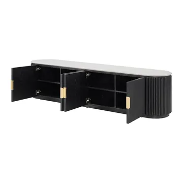 Geneva TV Unit White Marble & Black Ash Wood product view 4