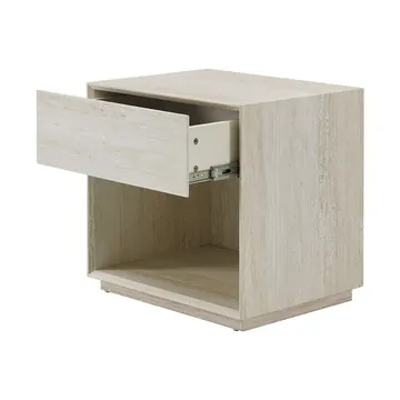 Isola Light Travertine-Look Bedside Table - 56 cm product view 2