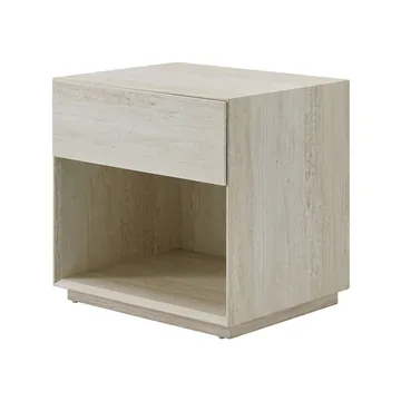 Isola Light Travertine-Look Bedside Table - 56 cm product view 3
