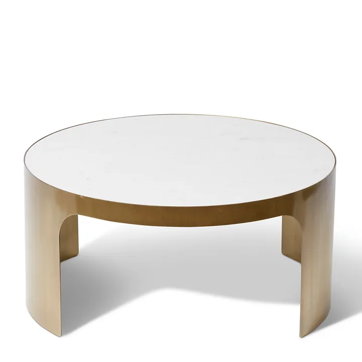 Tuscany Coffee Table - 80 x 80 x 38cm - Black White / Grey in White/Gold