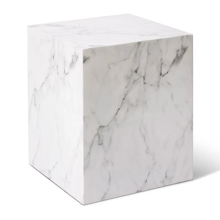 Tivoli Side Table Resin - 38 x 38 x 45cm - Brown in White Grey