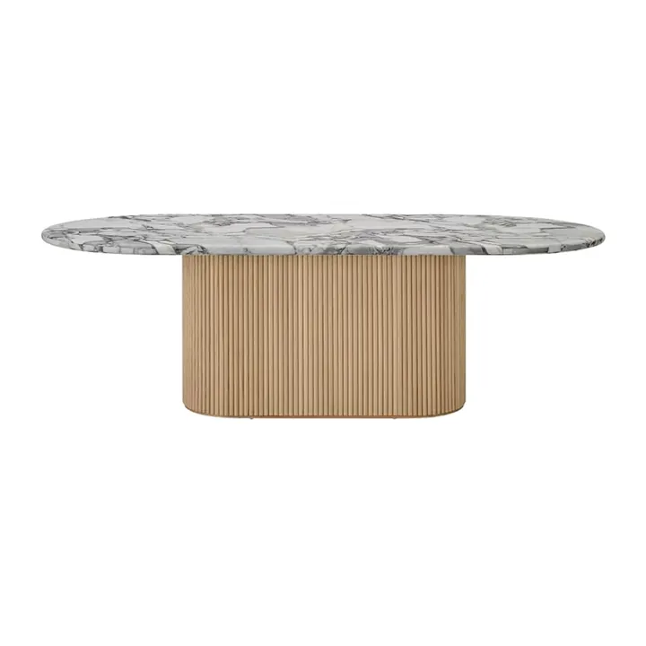 Geneva Dining Table Violetta Marble & Natural Ash Wood