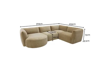 Rosedale Muse Soft Brown 4 Seater Corner Modular With Round Chaise product view 8